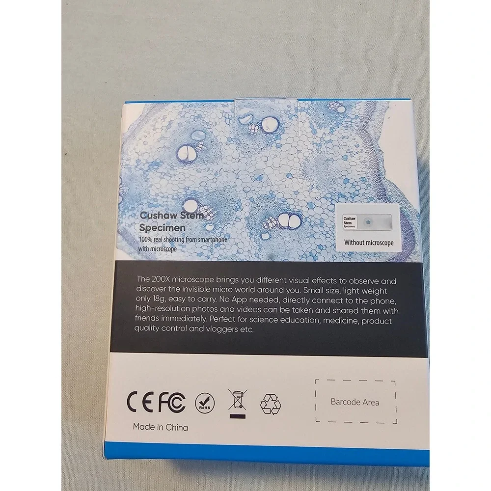 200x Smartphone Microscope Lens with CPL HD Magnification Clip-On Portable Black